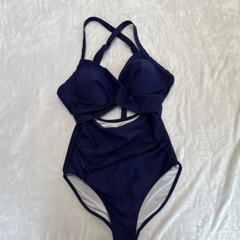 EOMENIE‎ One Piece Swimsuit Navy Blue Size S Adjustable Strap Padded